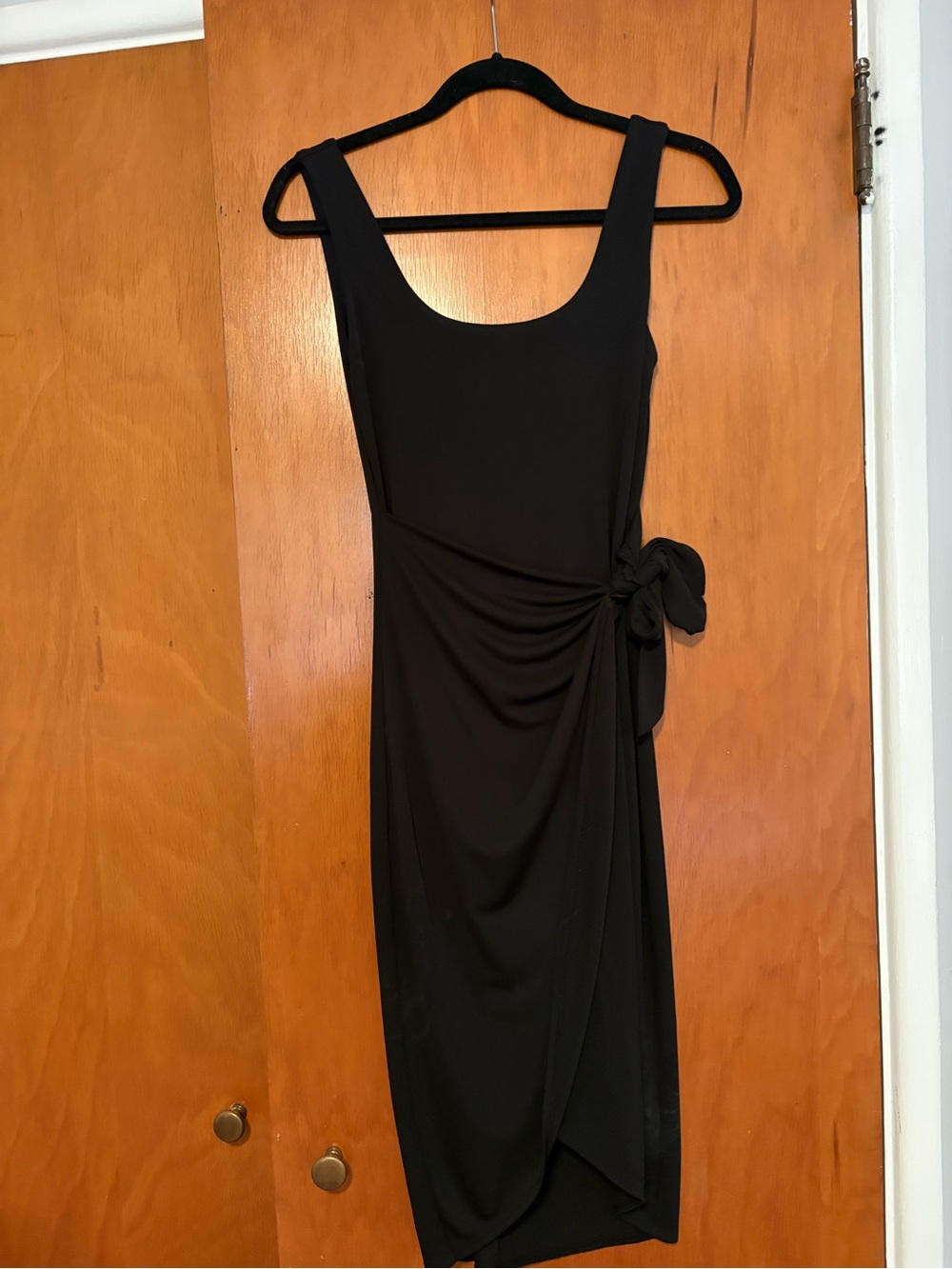 Express Body Contour Black Wrap Midi Dress Built-In Shapewear XS